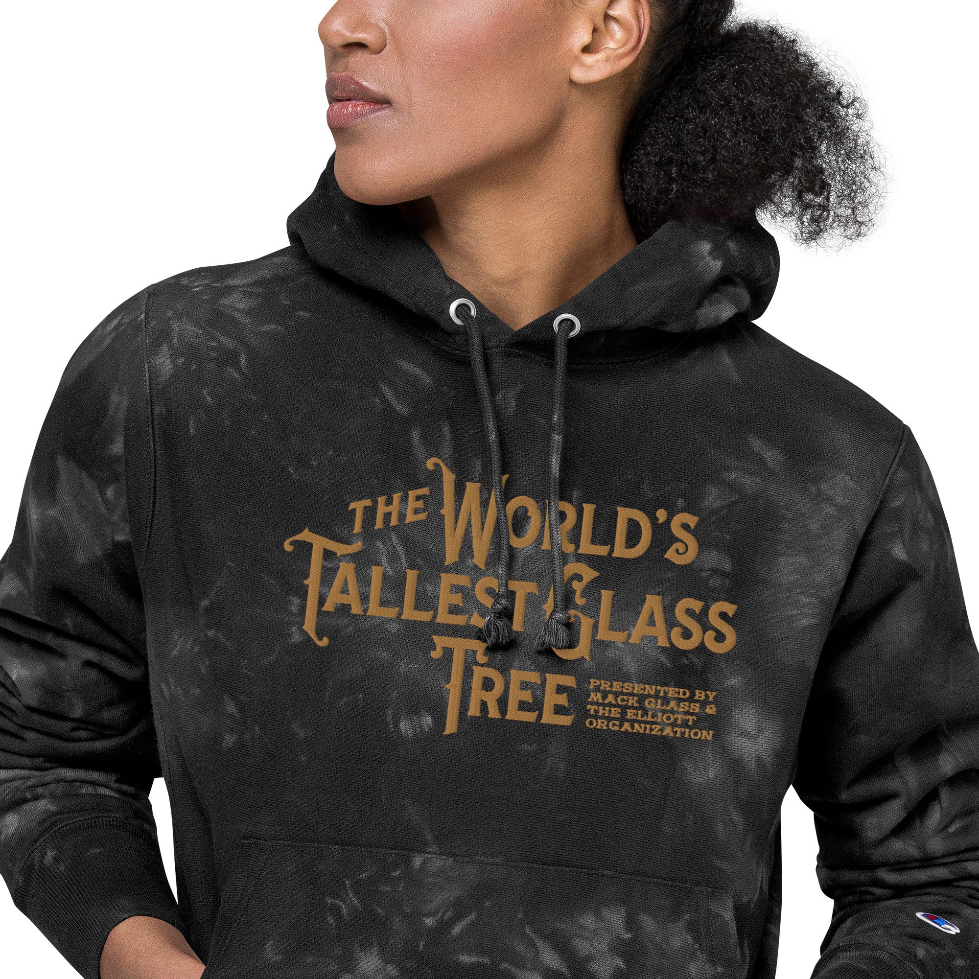 Unisex Champion tie dye hoodie Worlds Tallest Glass Tree